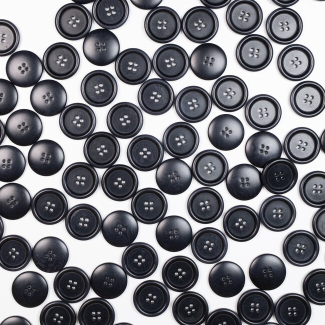 Lot 10 Boutons Vintage Noir Coeur Corozo Strié - 2,1 Cm, Référence 245, Occasion