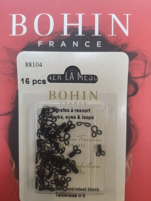 Agrafes à ressorts noires BOHIN n°0, blister 16pcs