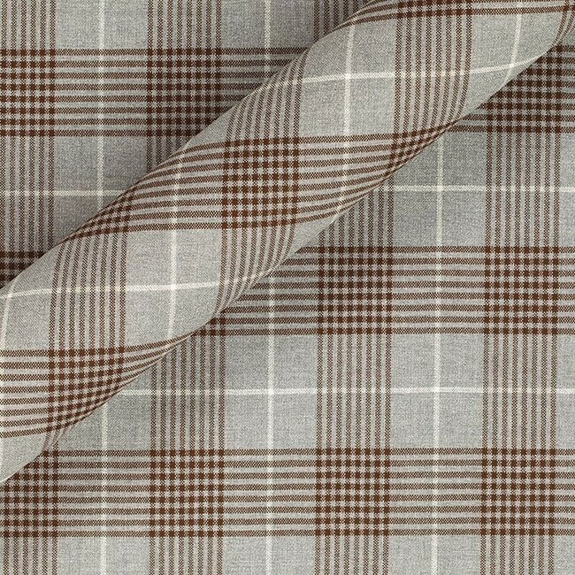 Carnet - 100% laine gris à carreaux marrons et blancs