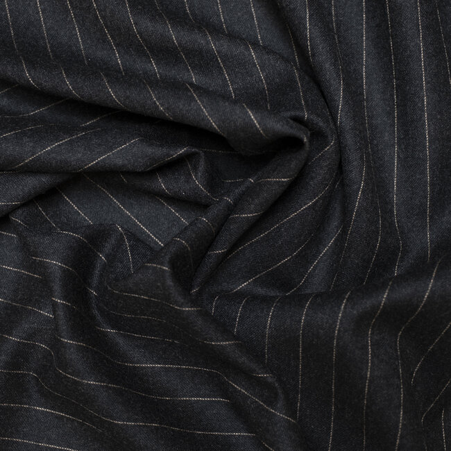 Flanelle super 120's gris anthracite à rayures