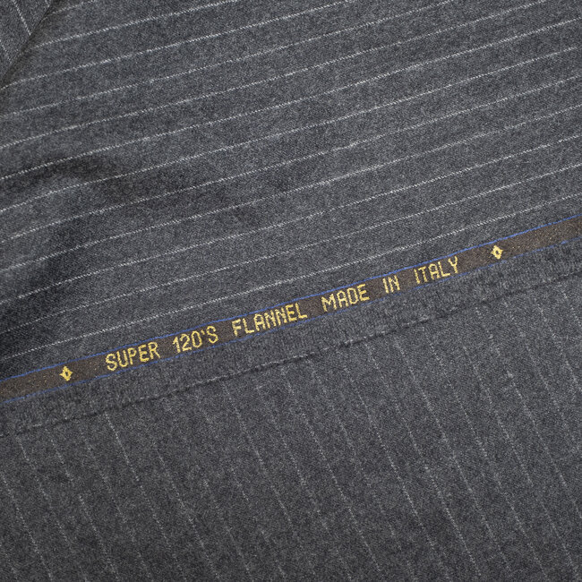 Flanelle super 120's gris moyen à rayures