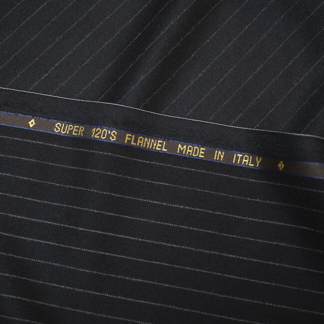 Flanelle super 120's gris foncé à rayures