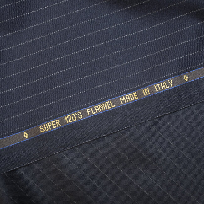 Flanelle super 120's bleu à rayures