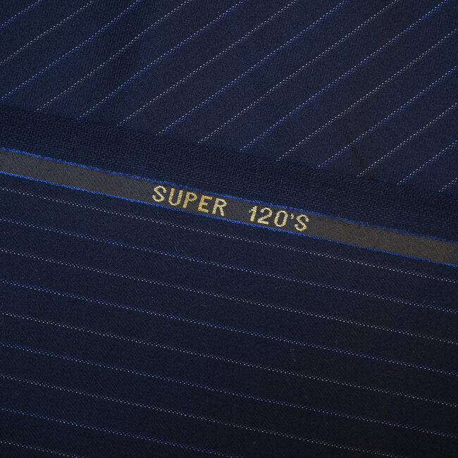 Super 120's bleu à rayures grises et bleues claires