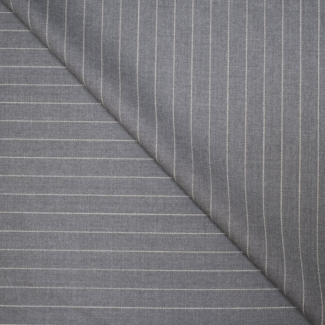 FINTES - Super 150's gris moyen &agrave; rayures tennis