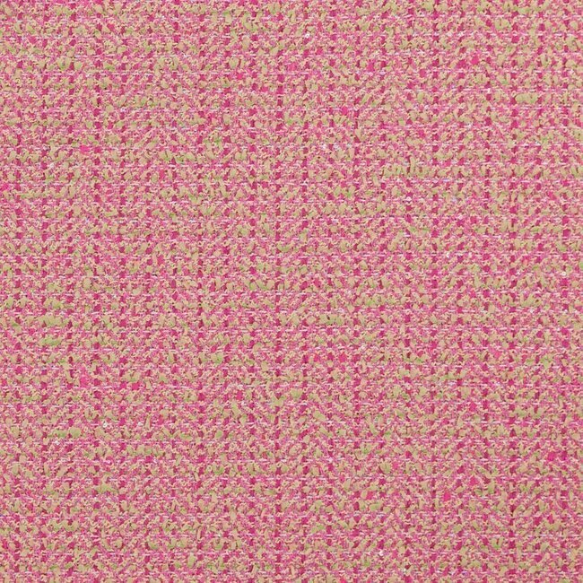 Tweed fuchsia vif contrasté par des fils verts, créant un effet audacieux.