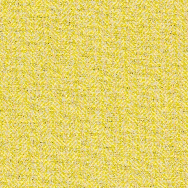 Tweed jaune très clair presque crème avec fils blancs. Motif doux et homogène.