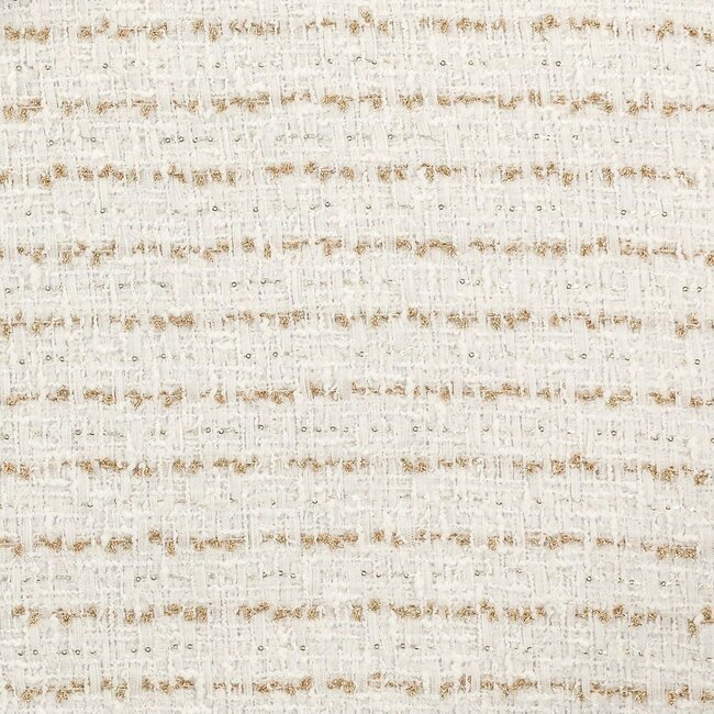 Tweed blanc pur avec texture uniforme et raffinée. Fils discrètement métallisés.