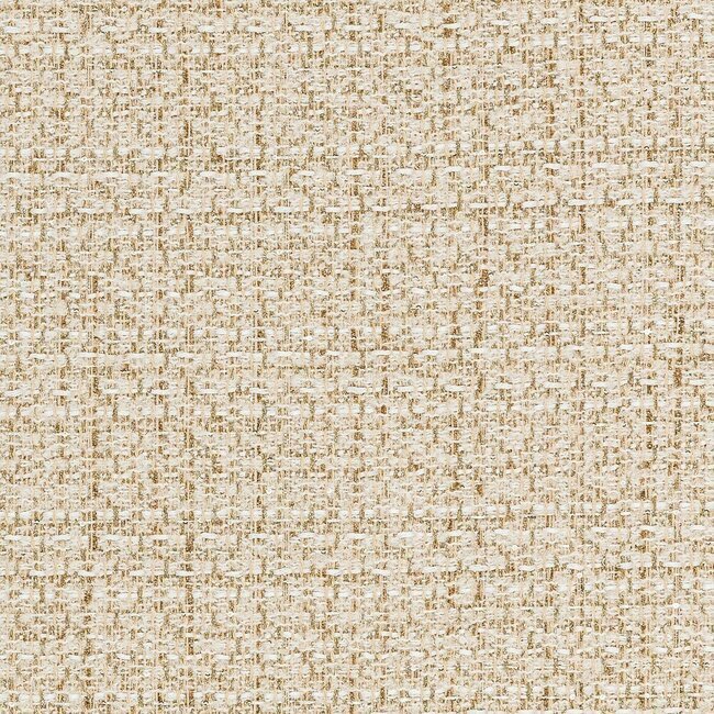 Tweed blanc avec fils dorés brillants. Surface luxueuse et scintillante.