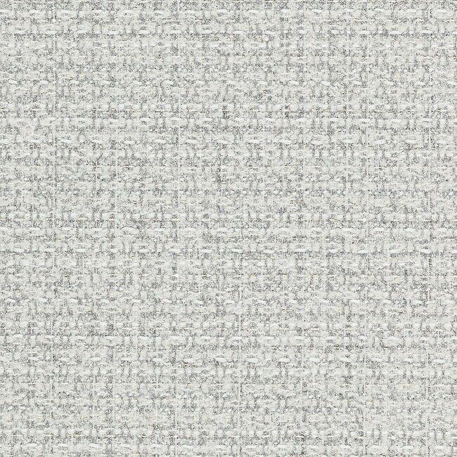 Tweed blanc agrémenté de fils argentés, texture riche et brillante.