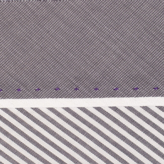 Hausse de ceinture fantaisie grise / raye blanc grise piqu&eacute; violet