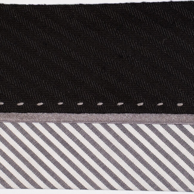 Hausse de ceinture fantaisie noire / raye blanc gris