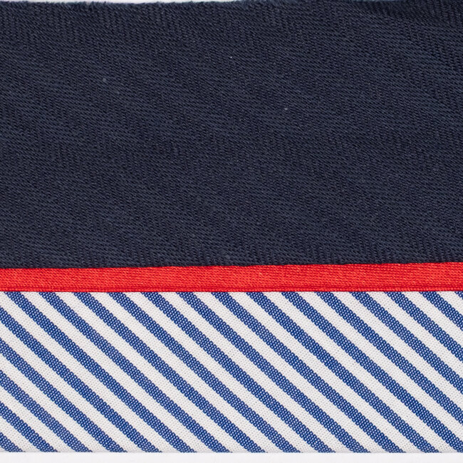 Hausse de ceinture fantaisie marine / ray&eacute; blanc bleu 