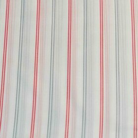Doublure de manche - ray&eacute;e rouge, bleu sur &eacute;cru