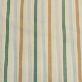 Doublure de manche - ray&eacute;e vert, jaune et beige sur &eacute;cru