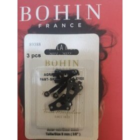 Agrafes pantalons noires BOHIN parties &agrave; coudre, 3 pcs