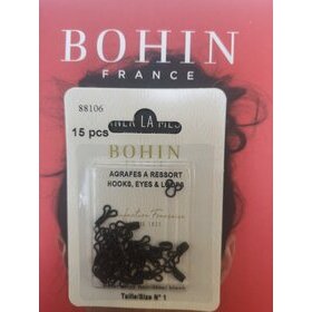 Agrafes à ressorts noires BOHIN n°1, blister 15pcs