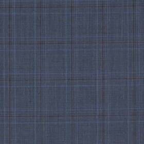 Carnet - 100% laine super 120's bleu carreaux bordeaux