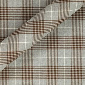 Carnet - 100% laine gris &agrave; carreaux marron et blancs