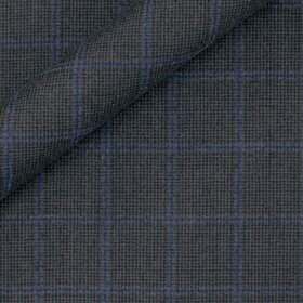 Carnet - Super 130's flanelle gris pied-de-poule à carreaux bleu