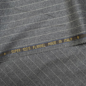 VBC - Flanelle super 120's gris clair à rayures
