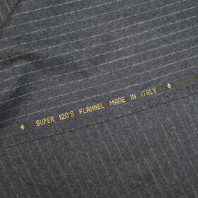 Flanelle super 120's gris moyen à rayures