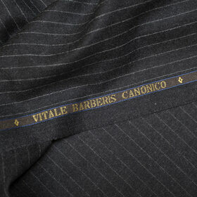 Flanelle super 120's gris foncé à rayures