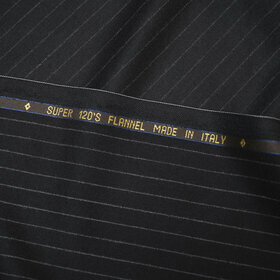 Flanelle super 120's gris foncé à rayures
