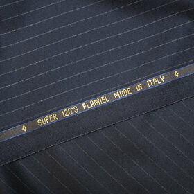 Flanelle super 120's bleu marine à rayures