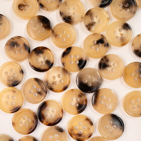 Bouton en corne tacheté 25% 4 trous 15mm 
