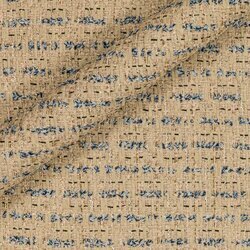 Tweed beige clair relevé de fils dorés et touches de denim bleu. Effet luxueux.