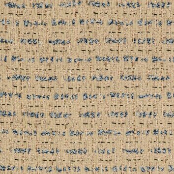 Tweed beige clair relevé de fils dorés et touches de denim bleu. Effet luxueux.