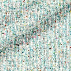 Tweed uni aqua (vert bleuté) avec tissage sergé dense et léger effet chiné.