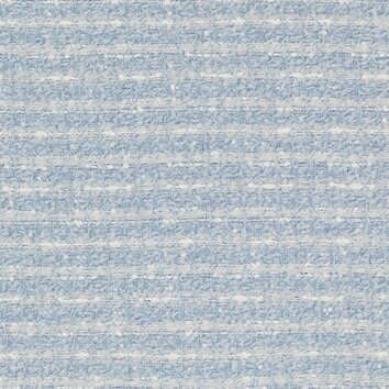 Tweed bleu ciel avec fils blancs formant un quadrillage irrégulier. Aspect frais.