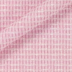 Tweed rose pâle et blanc au motif quadrillé, offre une allure romantique et douce.