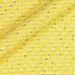 Tweed jaune vif aux touches blanc cassé. Texture dense évoquant un effet bouclé.