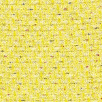 Tweed jaune vif aux touches blanc cassé. Texture dense évoquant un effet bouclé.