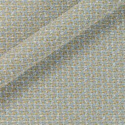 Tweed bleu pastel avec reflets dorés. Motif irrégulier et luxueux.