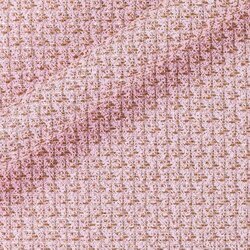 Tweed rose poudré rehaussé de fils dorés. Tissage lumineux et féminin.