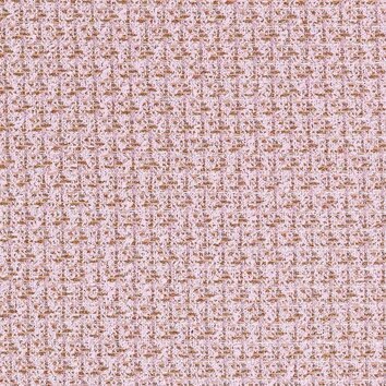Tweed rose poudré rehaussé de fils dorés. Tissage lumineux et féminin.