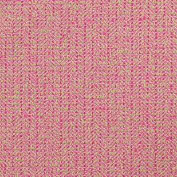 Tweed fuchsia vif contrasté par des fils verts, créant un effet audacieux.