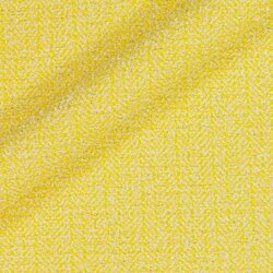 Tweed jaune très clair presque crème avec fils blancs. Motif doux et homogène.