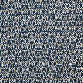 Tweed blanc et bleu alternant fils formant un quadrillage doux avec reflets métallisés.