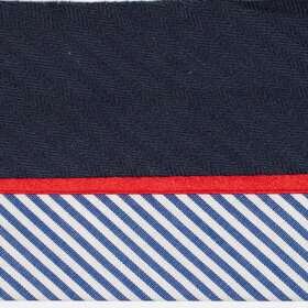 Hausse de ceinture fantaisie marine / ray&eacute; blanc bleu 